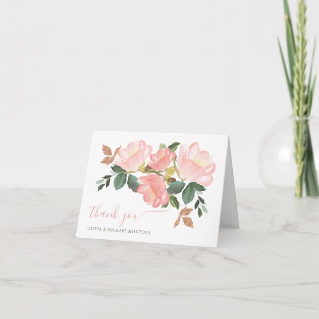 Tarjeta de agradecimiento rosa (Anverso)