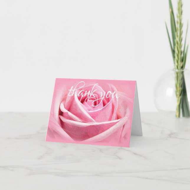 Tarjeta De Agradecimiento Rosa acuarela Flor Gracias Texto de guión manual (Anverso)