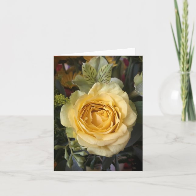 Tarjeta De Agradecimiento Rosa amarilla| Floral elegante| Gracias (Anverso)