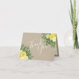 Tarjeta De Agradecimiento Rosa Amarillo Vintage Elegante Boda