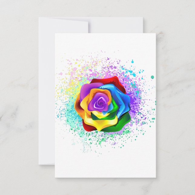Tarjeta De Agradecimiento Rosa arcoiris colorido (Anverso)