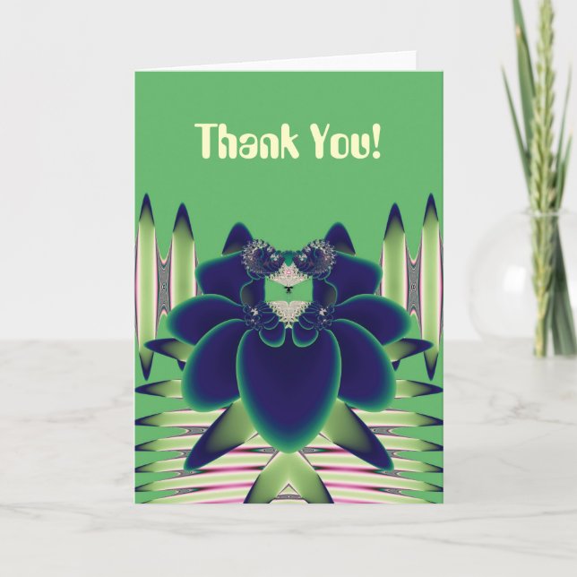 Tarjeta De Agradecimiento Rosa Azul (Anverso)