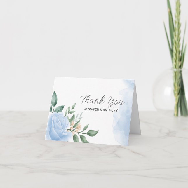 Tarjeta De Agradecimiento Rosa azul acuarela (Anverso)