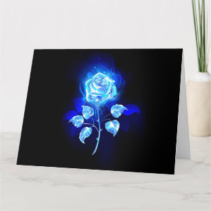 Tarjeta De Agradecimiento Rosa azul en llamas