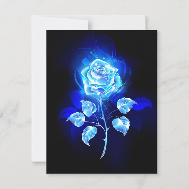 Tarjeta De Agradecimiento Rosa azul en llamas (Anverso)