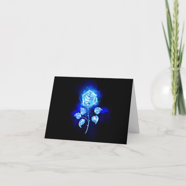 Tarjeta De Agradecimiento Rosa azul en llamas (Anverso)