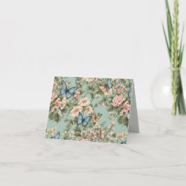 Tarjeta De Agradecimiento Rosa Azul Floral y Mariposa más Suave 