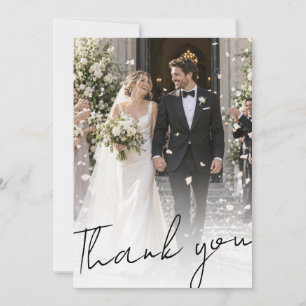 Tarjeta De Agradecimiento Rosa Azul Polvorienta Floral Navy Foto Boda 