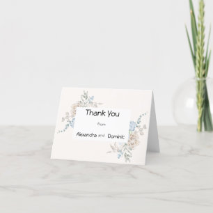 Tarjeta de agradecimiento - rosa azul rosa y hoja