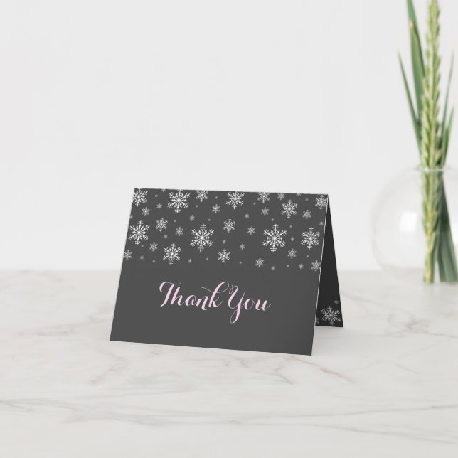 Tarjeta de agradecimiento rosa Baby it's Cold Outs (Anverso)
