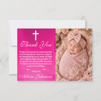 Tarjeta de agradecimiento rosa bautizo bautismo ni