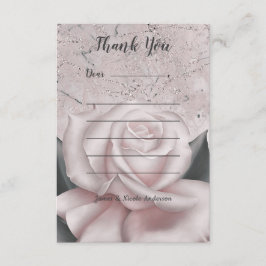 Tarjeta De Agradecimiento Rosa Blanca Rubor Glam Moderno Mármol Shabby Chic