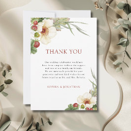 Tarjeta De Agradecimiento Rosa blanca y Boda de fresa silvestre