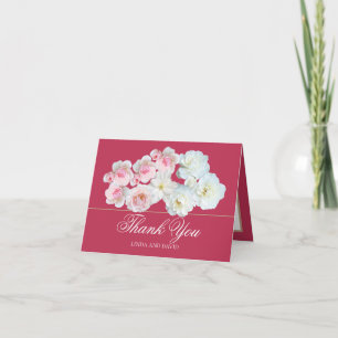 Tarjeta De Agradecimiento Rosa Blanca y Clemátide Rosa con Estilo Chic Graci