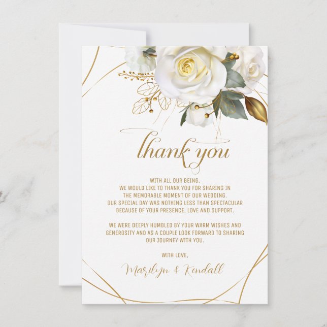 Tarjeta De Agradecimiento Rosa Boda floral romántico (Anverso)