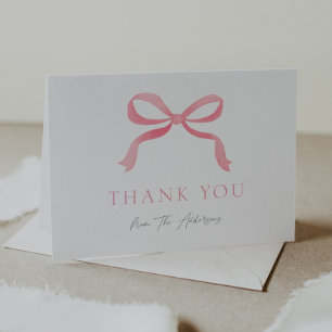 Tarjeta De Agradecimiento Rosa Bow Baby Girl Gracias