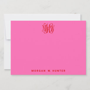 Tarjeta De Agradecimiento Rosa Caliente Vid Escrit Monograma Bricolaje BG Gr