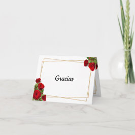 Tarjeta De Agradecimiento Rosa Carmesí Elegante Boda Española