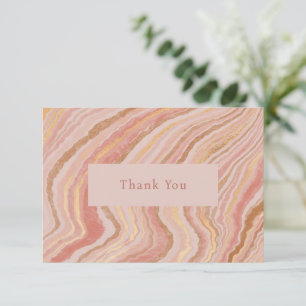 Tarjeta De Agradecimiento Rosa Chic y Mármol Moderno Dorado