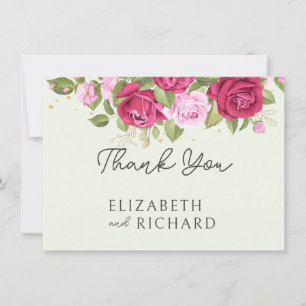 Tarjeta De Agradecimiento Rosa de acuarela Floral Pastel Boda