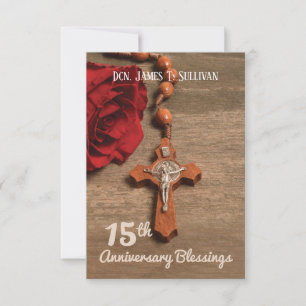 Tarjeta De Agradecimiento Rosa de Aniversario de la Ordenación 15º Nombre de