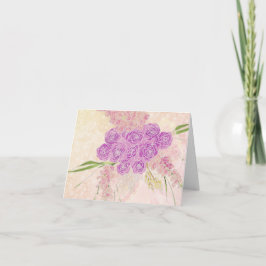 Tarjeta De Agradecimiento Rosa de atardecer Lazo de melocotón puro y ramo