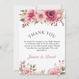 Tarjeta De Agradecimiento Rosa de Baby Shower floral colorido