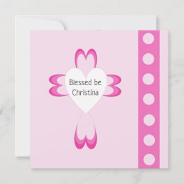 Tarjeta de agradecimiento rosa de bautizo católico