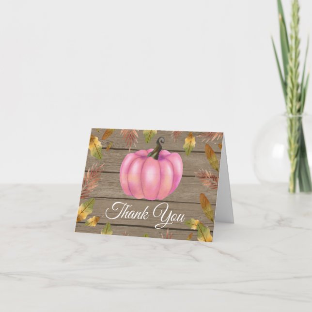 Tarjeta de agradecimiento rosa de calabaza de otoñ (Anverso)