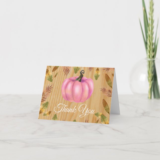 Tarjeta de agradecimiento rosa de calabaza de otoñ (Anverso)