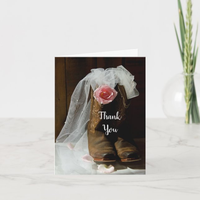 Tarjeta De Agradecimiento Rosa de campo Cowboy Boots Bridesmaid Gracias (Anverso)