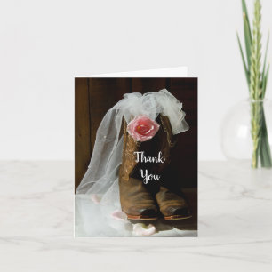 Tarjeta De Agradecimiento Rosa de campo Cowboy Boots Bridesmaid Gracias