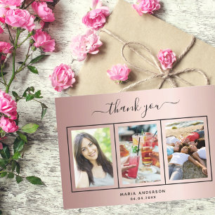 Tarjeta De Agradecimiento Rosa de cumpleaños de oro gracias foto de personal