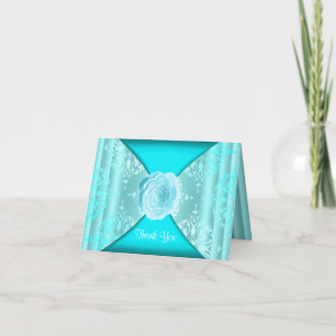 Tarjeta De Agradecimiento Rosa de damasco azul verde azulado