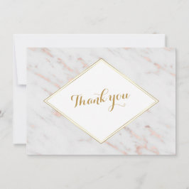 Tarjeta De Agradecimiento Rosa de diamantes Boda de Mármol de oro gracias