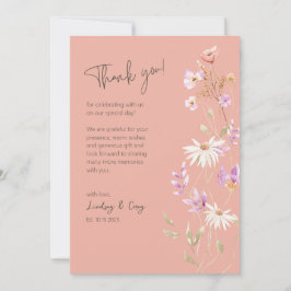 Tarjeta de agradecimiento rosa de flores silvestre