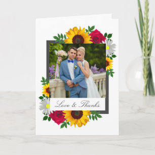 Tarjeta De Agradecimiento Rosa de Girasol Flor de Novia Daisy