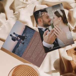 Tarjeta De Agradecimiento Rosa de guión clásico con Boda fotográfico