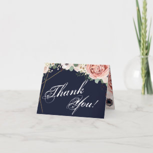 Tarjeta De Agradecimiento Rosa de jardín geométrico plegado