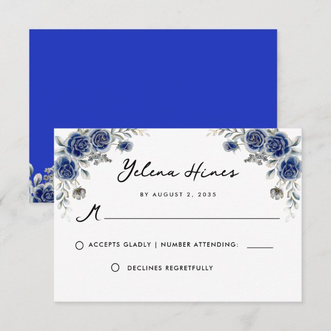 Tarjeta De Agradecimiento Rosa de la Marina Floral Adornado Golden Quinceane (Anverso / Reverso)