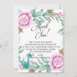 Tarjeta De Agradecimiento Rosa de los dinosaurios