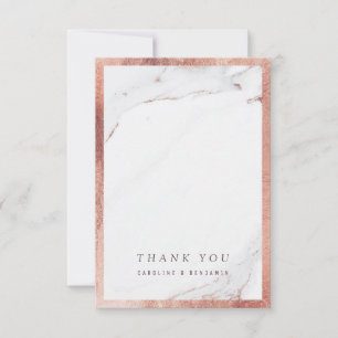 Tarjeta De Agradecimiento Rosa de mármol dorado boda moderno de lujo gracias