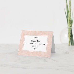 Tarjeta De Agradecimiento Rosa de mármol Elegante Boda Vintage Gracias