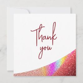 Tarjeta De Agradecimiento Rosa de moda Purpurina de oro Arcoiris dulce 16 Cu