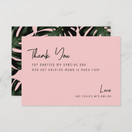 Tarjeta De Agradecimiento Rosa de moda Tropical Beach Bridal Shower