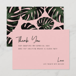Tarjeta De Agradecimiento Rosa de moda Tropical Beach Bridal Shower