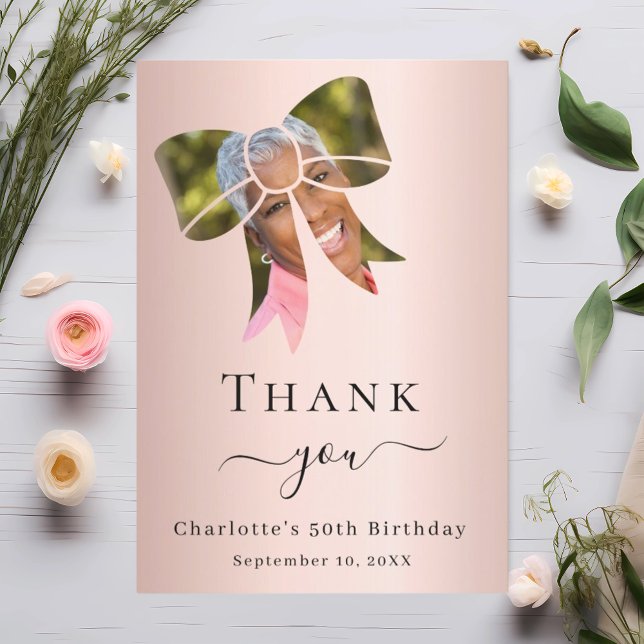 Tarjeta De Agradecimiento Rosa de oro de la foto del cumpleaños (Subido por el creador)