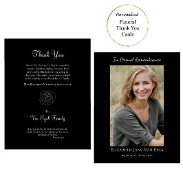 Tarjeta De Agradecimiento Rosa de oro elegante foto memoria ortodoxa