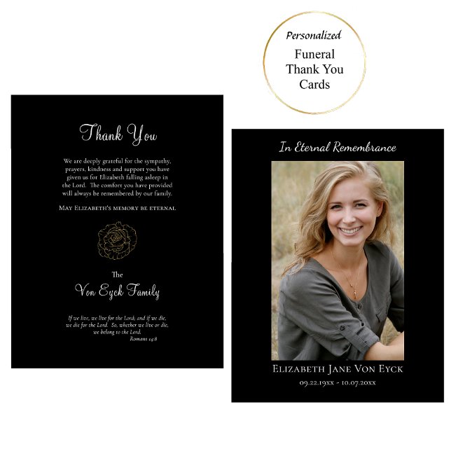 Tarjeta De Agradecimiento Rosa de oro elegante foto memoria ortodoxa (Subido por el creador)