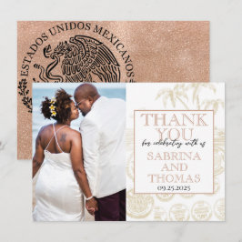 Tarjeta De Agradecimiento Rosa de oro Puerta Vallarta Boda Foto Gracias